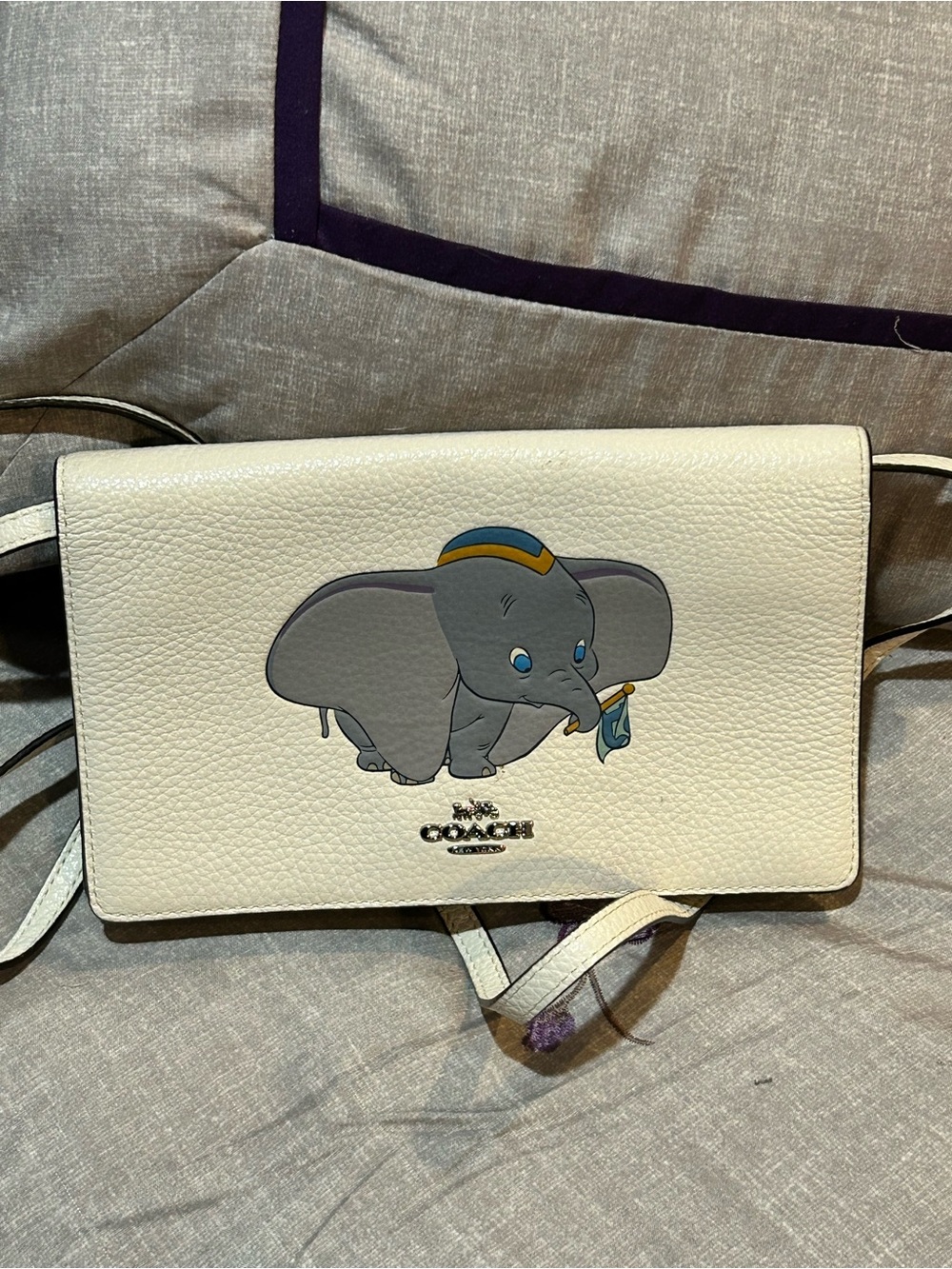 Coach Disney X DUMBO White Leather Crossbody Hayden Bag Credit Card holder